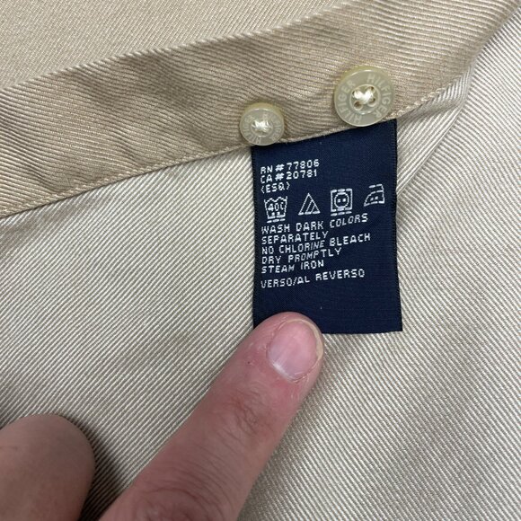Men's TOMMY HILFIGER 80's 2 Ply Fabric Button-Down Dress Shirt Tan- Size XL - Picture 4 of 10